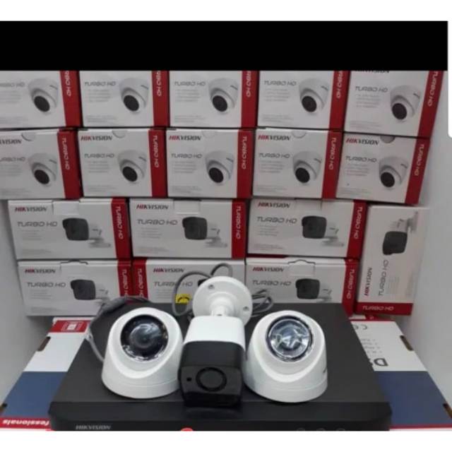 PAKET CCTV HIKVISION 5MP 4CH 3 CAMERA ( lengkap tggl pasang )garansi resmi