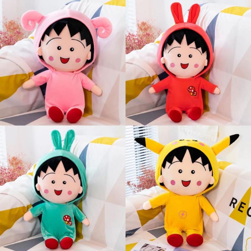 boneka maruko chan hoodie 45cm maruko cartoon jepang lucu boneka impor kado unik spesial gift