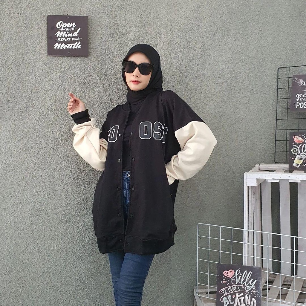 Jaket Baseball Choose Oversize Sweater Wanita Korean Style