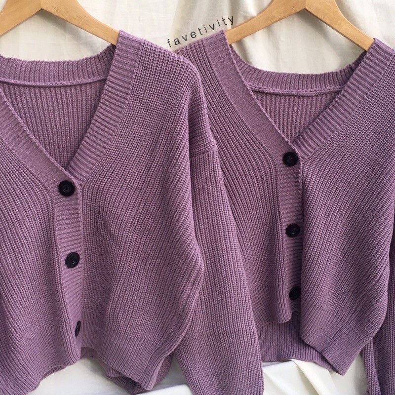 Bailey Knit Cardigan Premium Rajut Tebal (lilac, softmocca, mocca, grey)-5