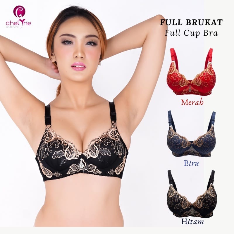 BH Chelyne Busa Tebal B9918 Full Brukat-Full Cup Bra, Tanpa Kawat