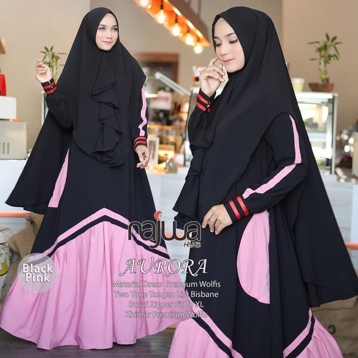 Gamis + Khimar Aurora Set Syar'i ORI Najwa Longdress Maxi