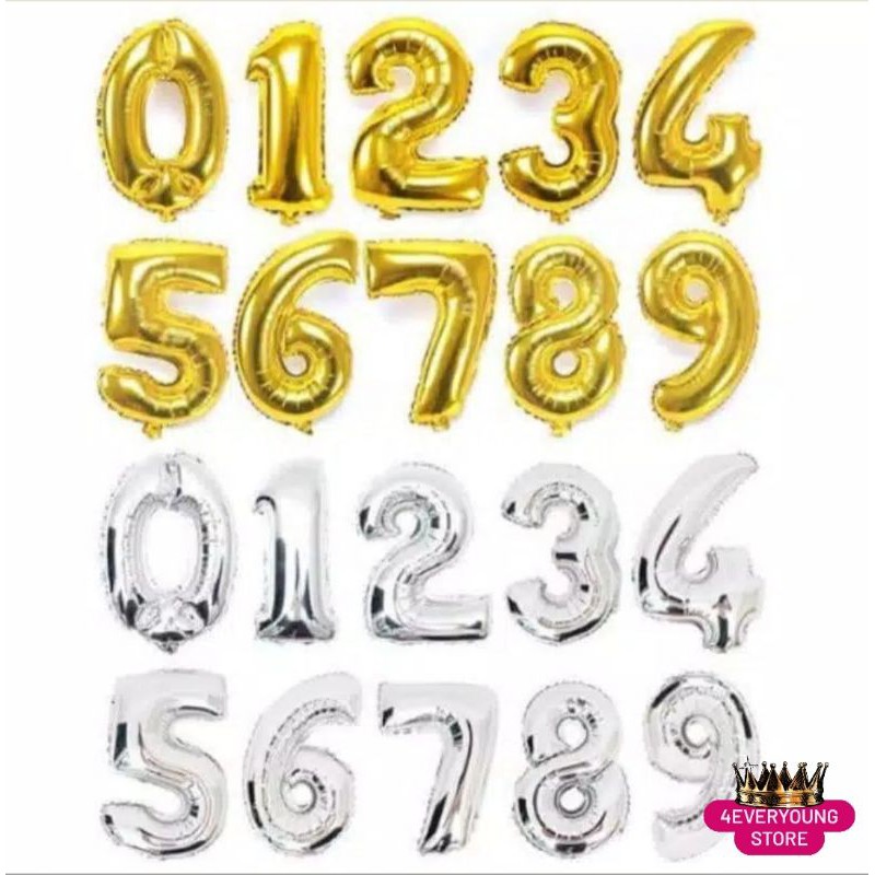 Jual Balon Foil Angka Gold Silver Rose Gold Cm Balon Angka Jumbo Cm Shopee Indonesia