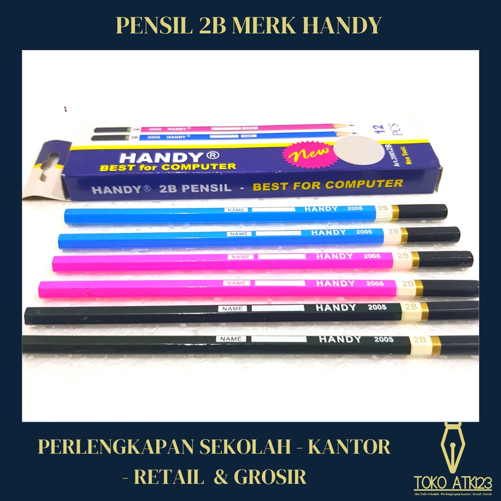 Pensil Handy Original 2B / Pensil Komputer / 1 Pak Isi 12 Pensil