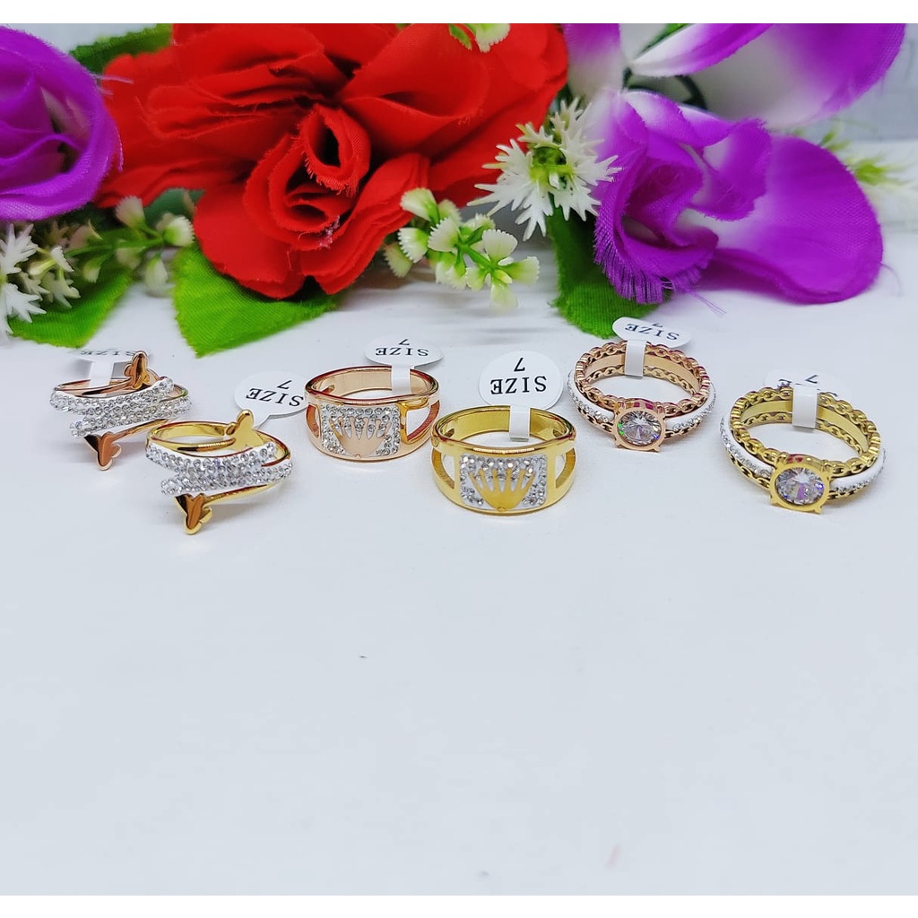 Cincin titanium permata Perhiasan wanita 0063-0065