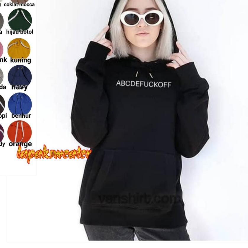 Ω SWETER POLOS HOODIE JUMPER ABCDEFUCKOFF SIZE M-XXL (PRIA & WANITA) ✰