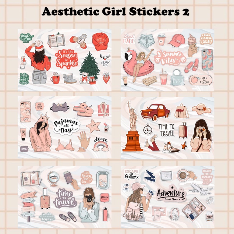 Jual [part 2] Aesthetic Girl Stickers Stiker Estetik Aesthetic Stiker