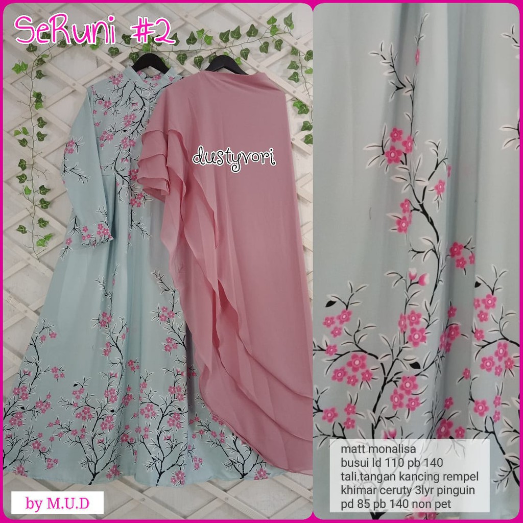 Seruni Syarii bahan monalisa india khimar ceruty 3 layer