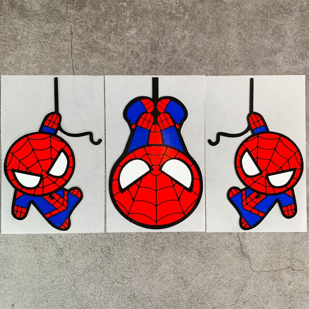 Stiker Mobil Spiderman Stiker Hias Helm Reflektif Kartun Marvel Motoracycle Decal