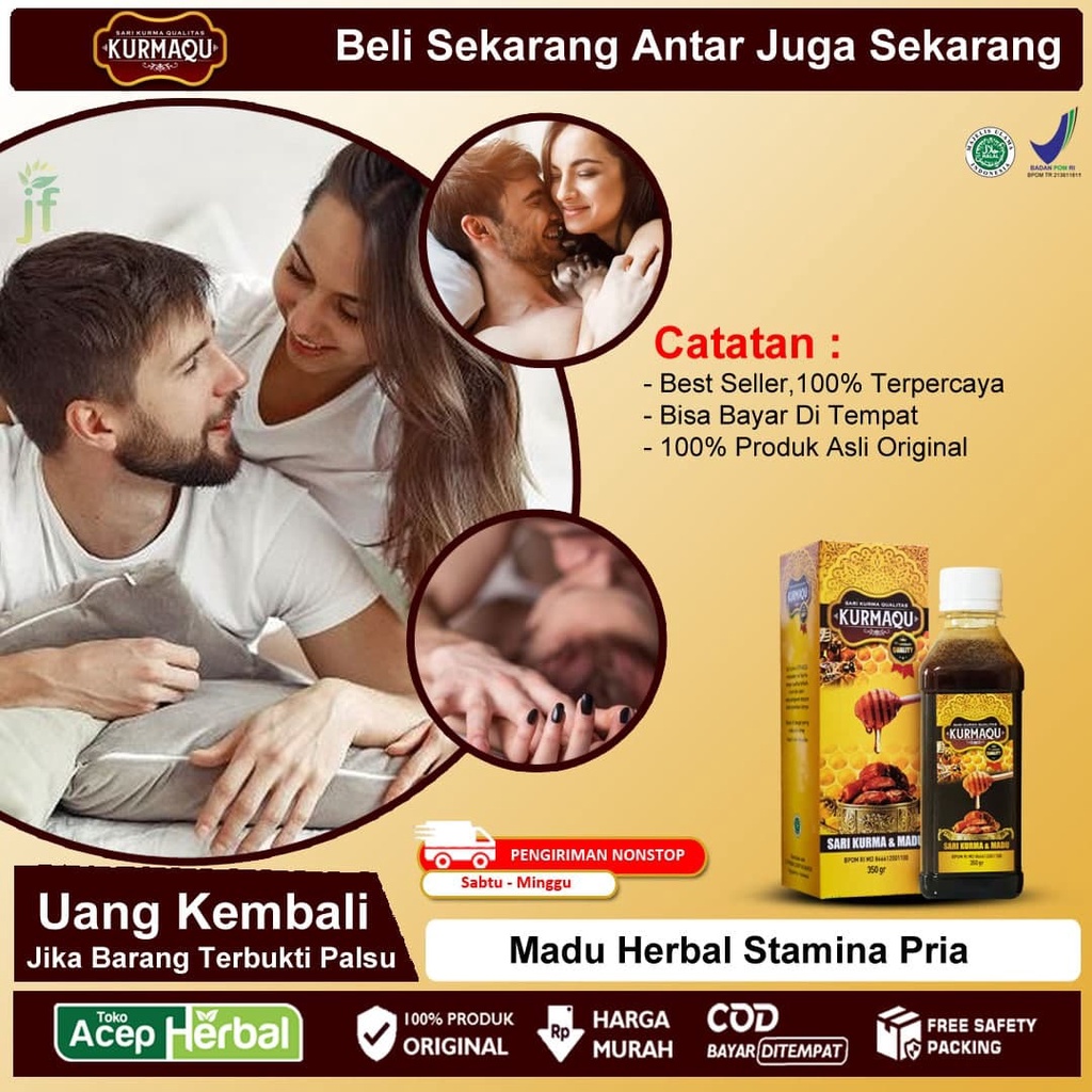 Obat Stamina Pria,  Madu Kuat Tahan Lama, Gangguan Rangsangan, Impotensi, Lemah Syahwat, Disfungsi Ereksi, Mudah Keluar, Penambah Gairah, Hormon, Ejakulasi Dini, Depresi, Stres, Neurotransmiter, Tekanan Darah Tinggi - KURMAQU Sari Kurma 100% ORIGINAL BPOM