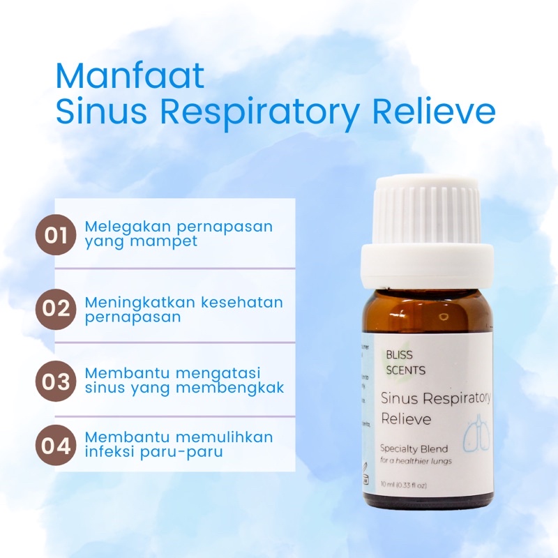 BLISS SCENTS Sinus Respiratory Relieve Essential Oil Blends 100% Murni Therapeutic Grade Aromatherapy Aromaterapi