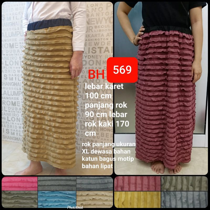 BH 569 rok panjang bahan lipat katun bagus ukuran XL