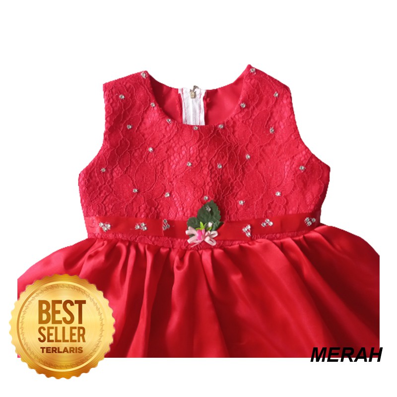 Gaun Pesta Anak 2 3 Tahun Dress Ulang Tahun Bayi Kado Import Baju Balita Mewah Bahan Satin Premium Brukat KA112