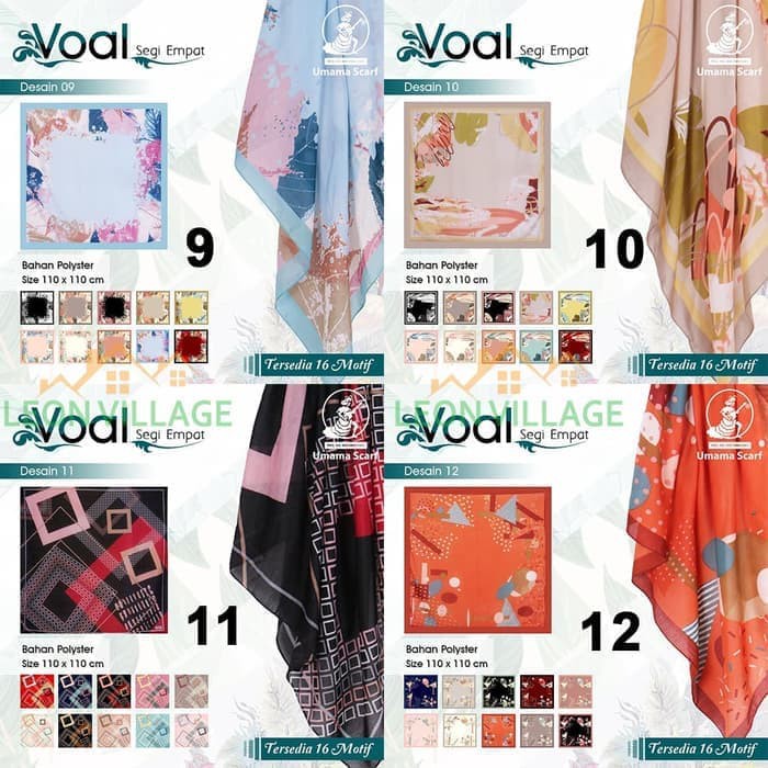 Promo GROSIR Kerudung VOAL UMAMA Scarf Hijab Jilbab Segi Empat Motif Berkualitas