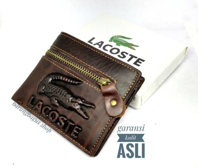 Dompet Import kulit asli pria Branded Lacoste model seleting atas