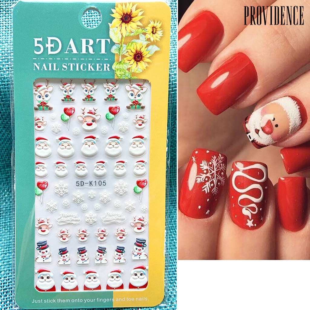 Providence Stiker Kuku Motif Snowflake Natal 5d Untuk Dekorasi Nail Art / Manicure Diy