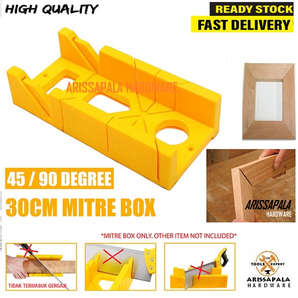 Miter Box Kotak Alat Bantu Mal Potong Sudut Bingkai Pigura Mitre Box Clamping Multifungsi 12 inch