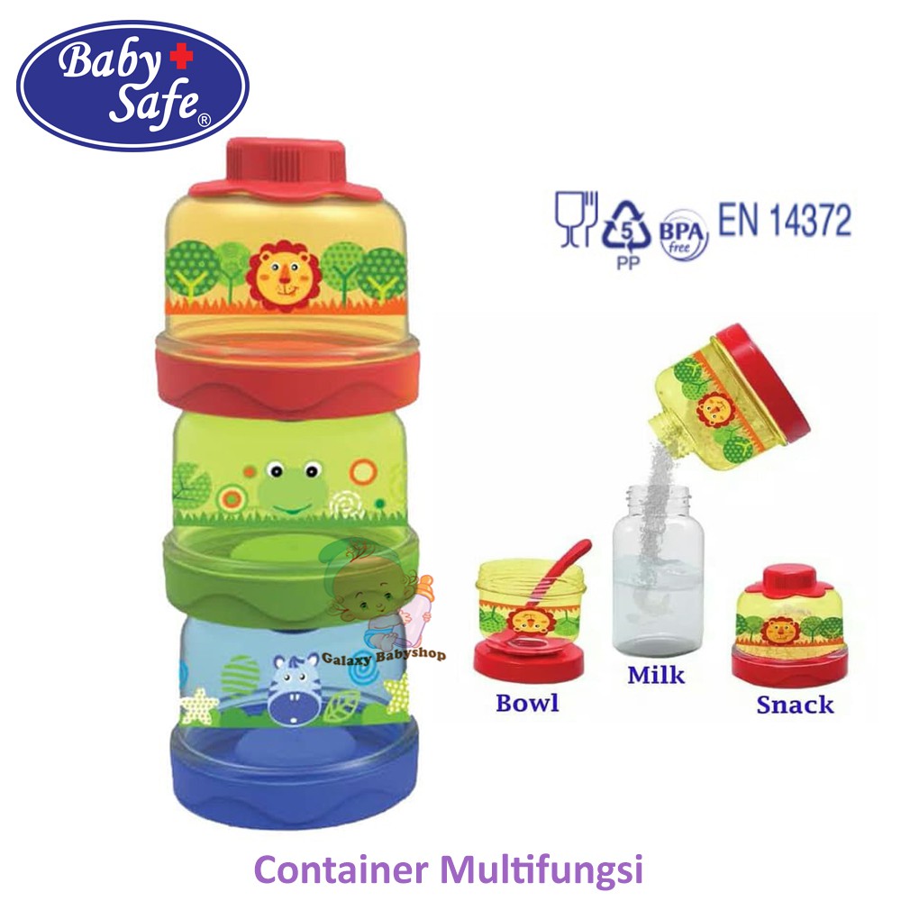 Baby Safe Stacked Milk Container Tempat Simpan Susu Bubuk / Snack Cemilan Anak 3 Susun