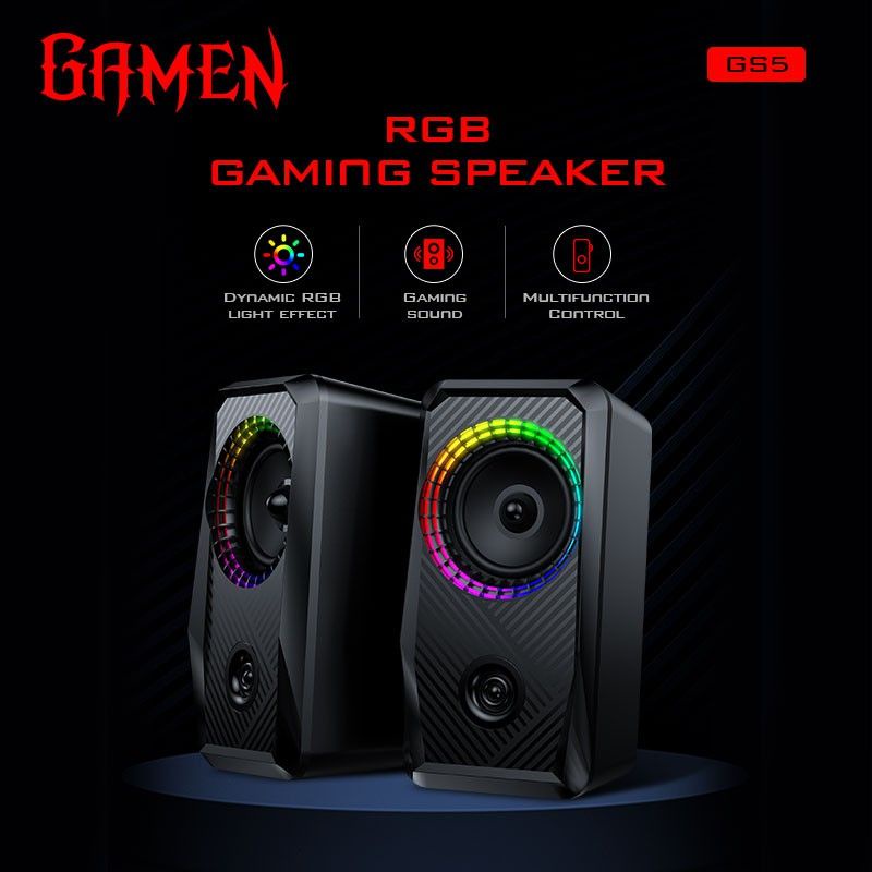 GAMEN Speaker GS5 Laptop/PC/Gaming Soundbar Super Bass Portable RGB Lighting - Garansi 1 Tahun