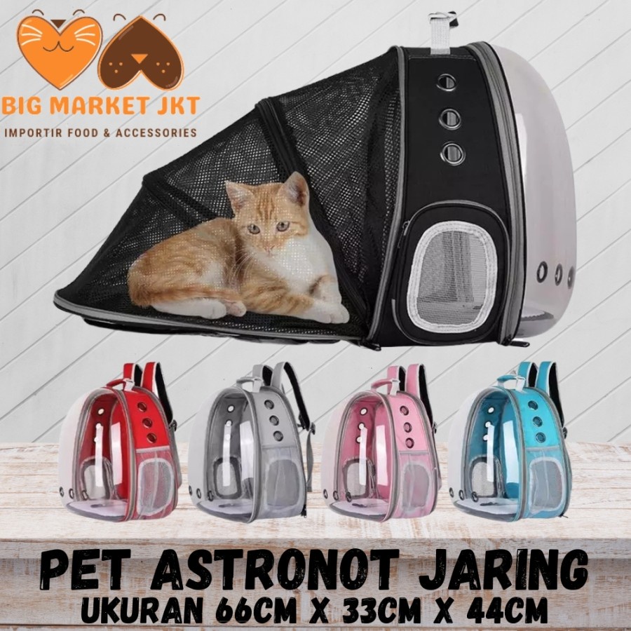 besar tas ransel hewan anjing kucing kelinci astronot transparan murah jaring belakang bisa dibuka