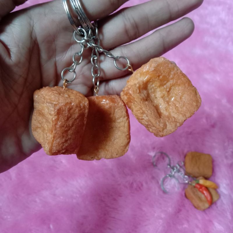 kay20 - Gantungan kunci unik tahu lucu murah COD souvenir viral