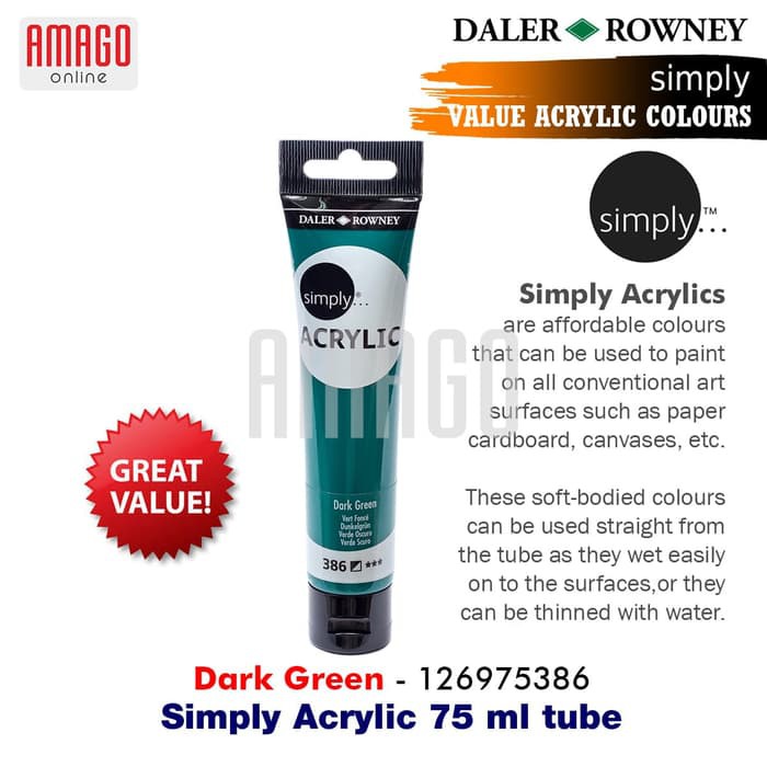 DALER-ROWNEY - SIMPLY ACRYLIC PAINT 75 ML - DARK GREEN - 126975386