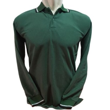 Huluan Store Kaos Polo/Kaos Berkerah Lengan Panjang - Hijau Botol