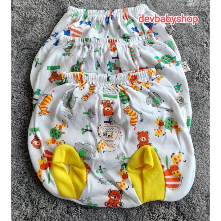 ABIY BABY-6PCS CELANA PENDEK BAYI-CELANA BAYI POP PUTIH MOTIF-CELANA BAYI POP ABIY BABY