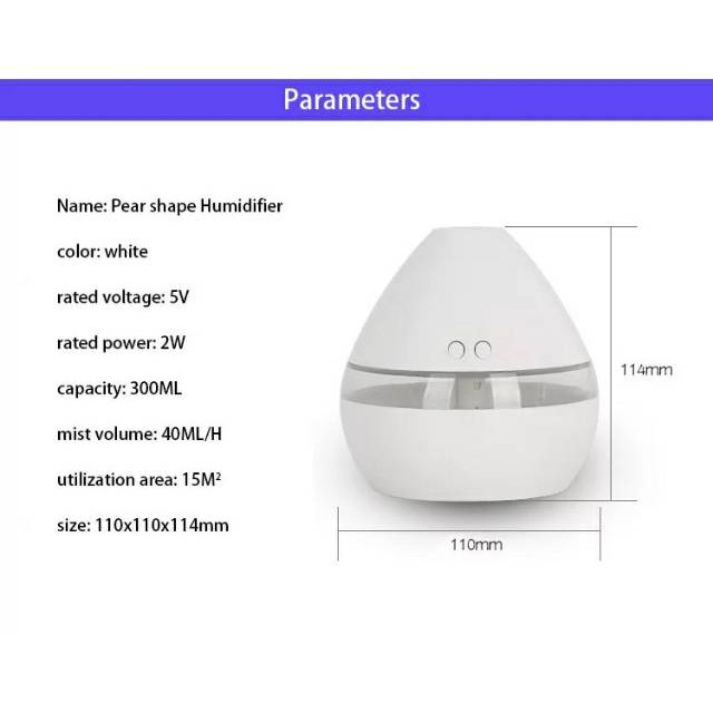 Humidifier Purifier Diffuser Aromatherapy Night Light 300ml Pelembab Udara Ruangan