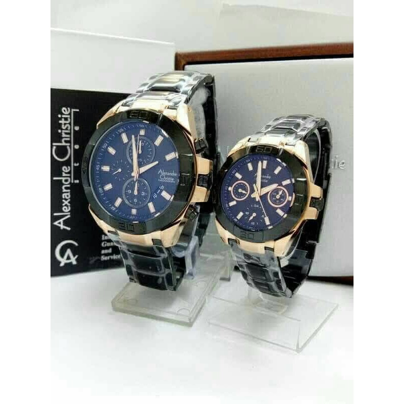 ALEXANDRE CHRISTIE AC 6224 SPORTY COUPLE ROSEGOLD BLACK ORIGINAL