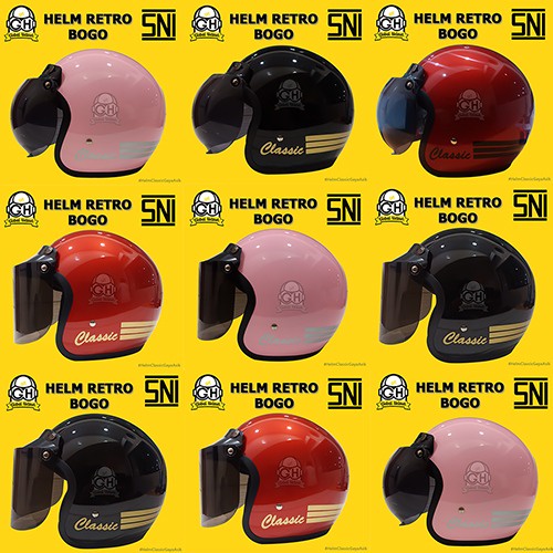 Helm Bogo Classic Helm Wanita Dewasa Warna Terkini Retro SNI Helm Arc Helm Jadul