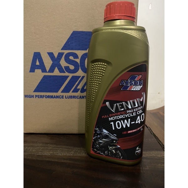 AXSON LUBE VENOM FULL SYNTHETIC PAO ESTER SAE 10W40 JASO MA2 1 Ltr