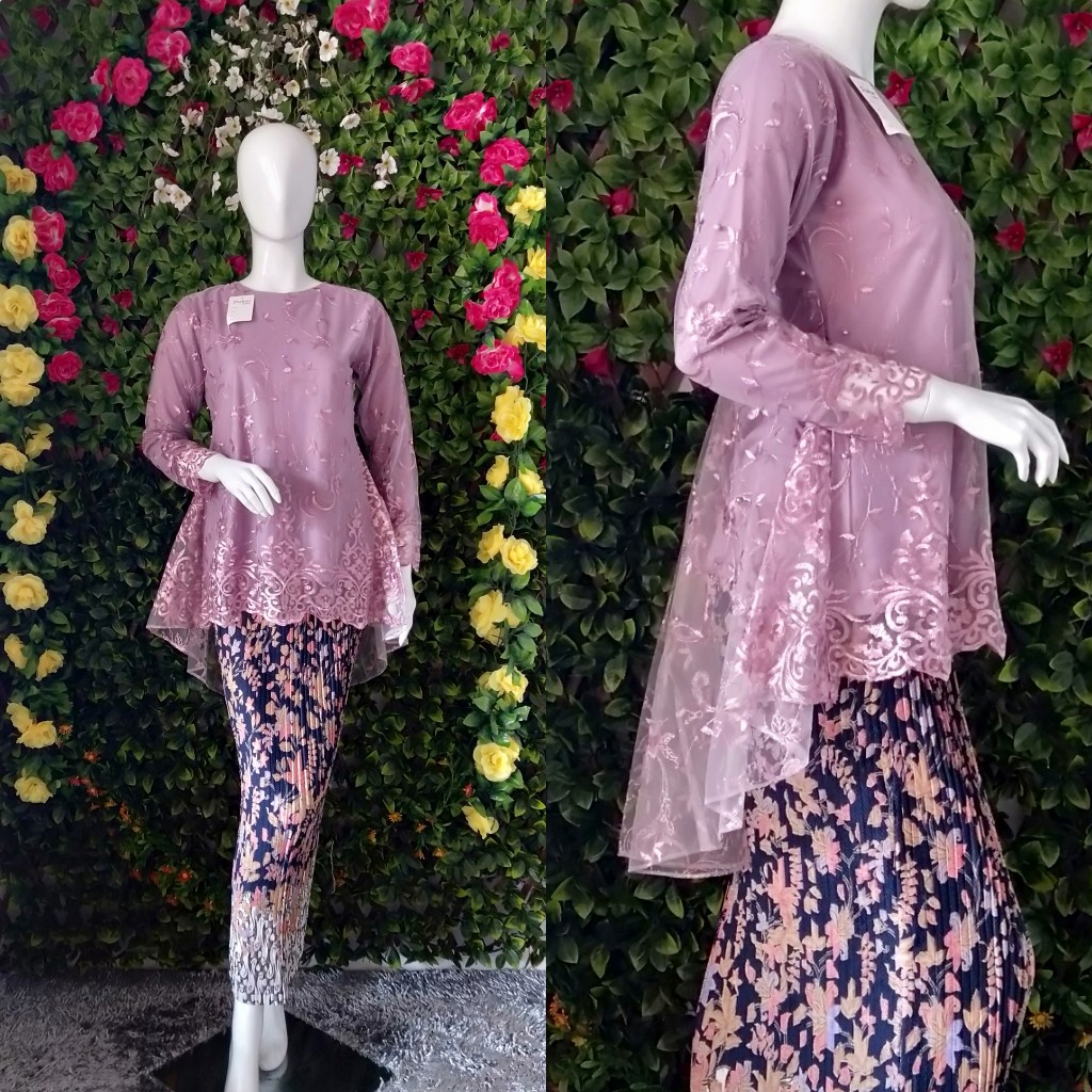 PROMO SET RINJANI PINQUIN TULLE MUTIARA BORDIR / STELAN KEBAYA PESTA CANTIK