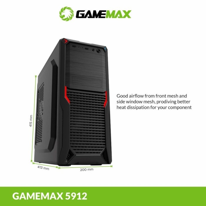 Casing Komputer Gamemax Airmax G 5912 Include PSU 500W ATX