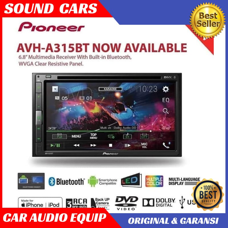 Head Unit PIONEER AVH - A 315 BT Pioneer AVH-A 315BT PIONEER AVH 315 Best Quality Garansi Original