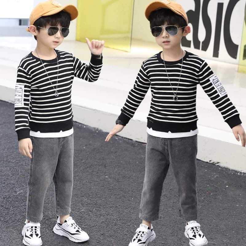 Baju Setelan Anak Laki Laki Premium Stripe