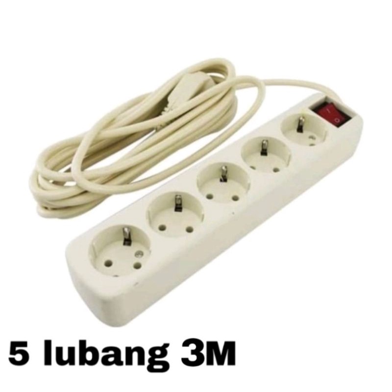 STOP KONTAK KABEL COLOKAN 5 LUBANG 3 METER SNI