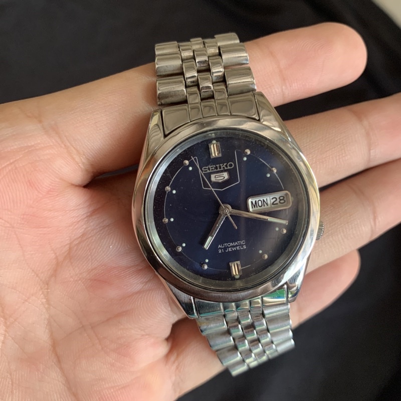 Jam Tangan SEIKO 5 Automatic Blue Biru Backcase Transparan Mulus Bekas part 4