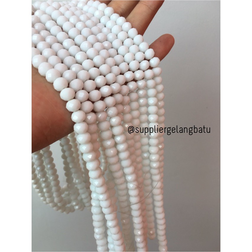 Crystal Ceko Doff 8mm PUTIH SUSU aksesoris beads manik donat rondelle bahan gelang kalung cewek bead