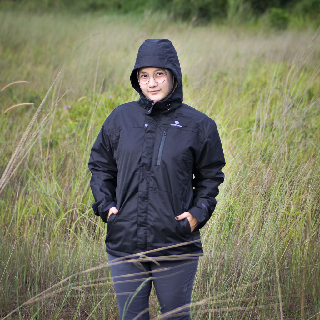 Greenforest Bunaken Jaket Gunung Waterproof Inner Polar Pria dan Wanita-Hitam