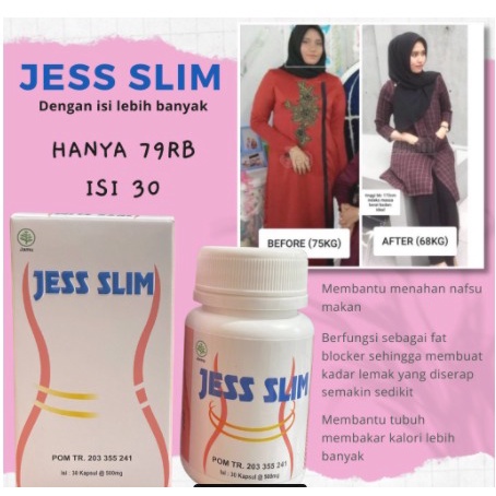 ASLI JESS SLIM 30kapsul Diet Tanpa Tersiksa / Jamu Diet / Jamu Langsing