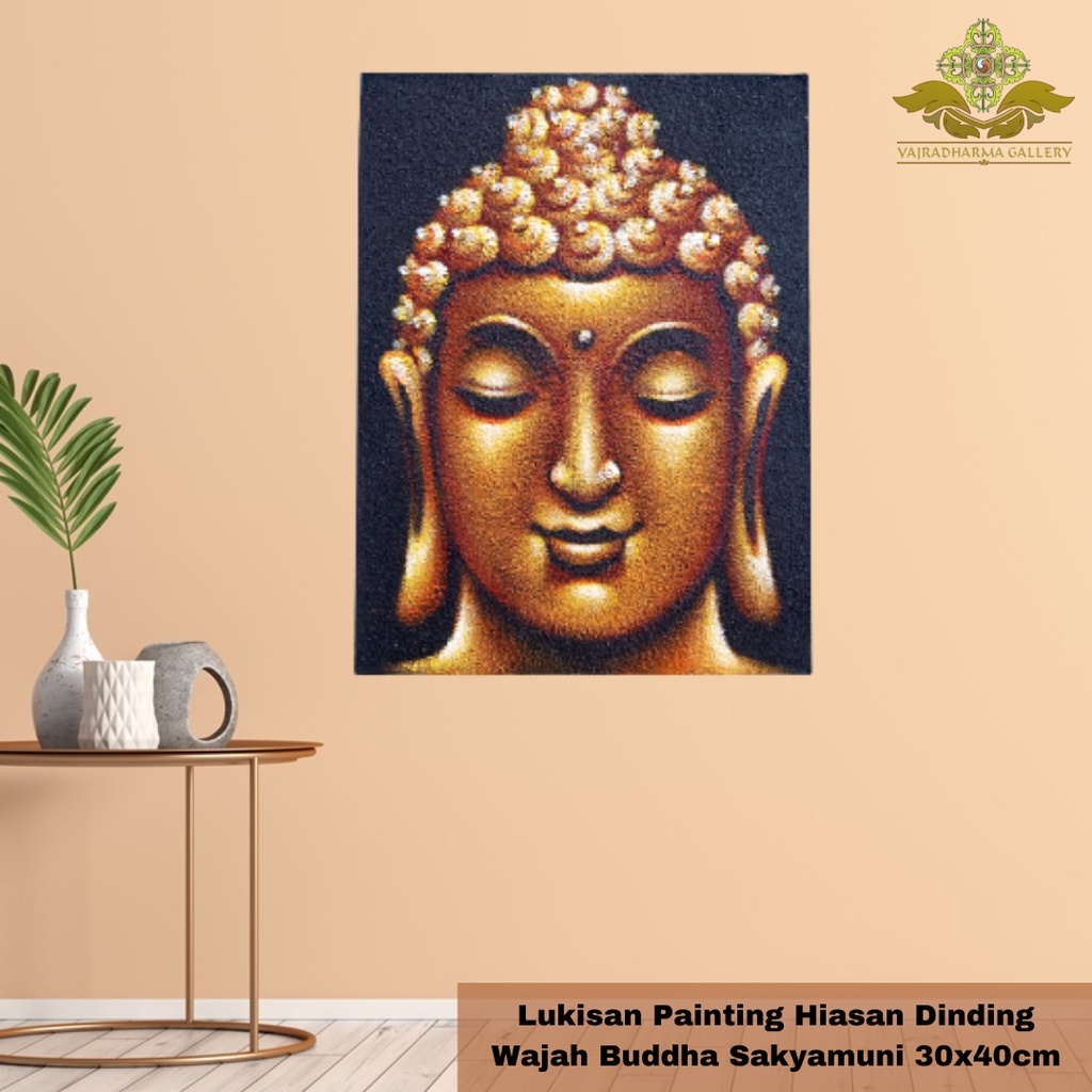 Lukisan Painting Hiasan Dinding Wajah Buddha Sakyamuni Amitabha Guru Padmashambava Buddha 30x40cm