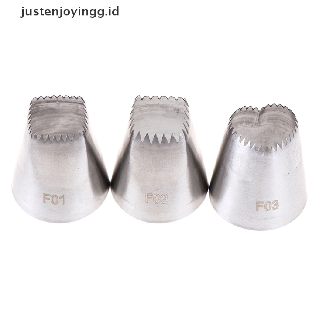 // justenjoyingg.id // 3pcs Square Heart Icing Piping Nozzles Russian DIY Cream Cake Pastry Tips Tool ~