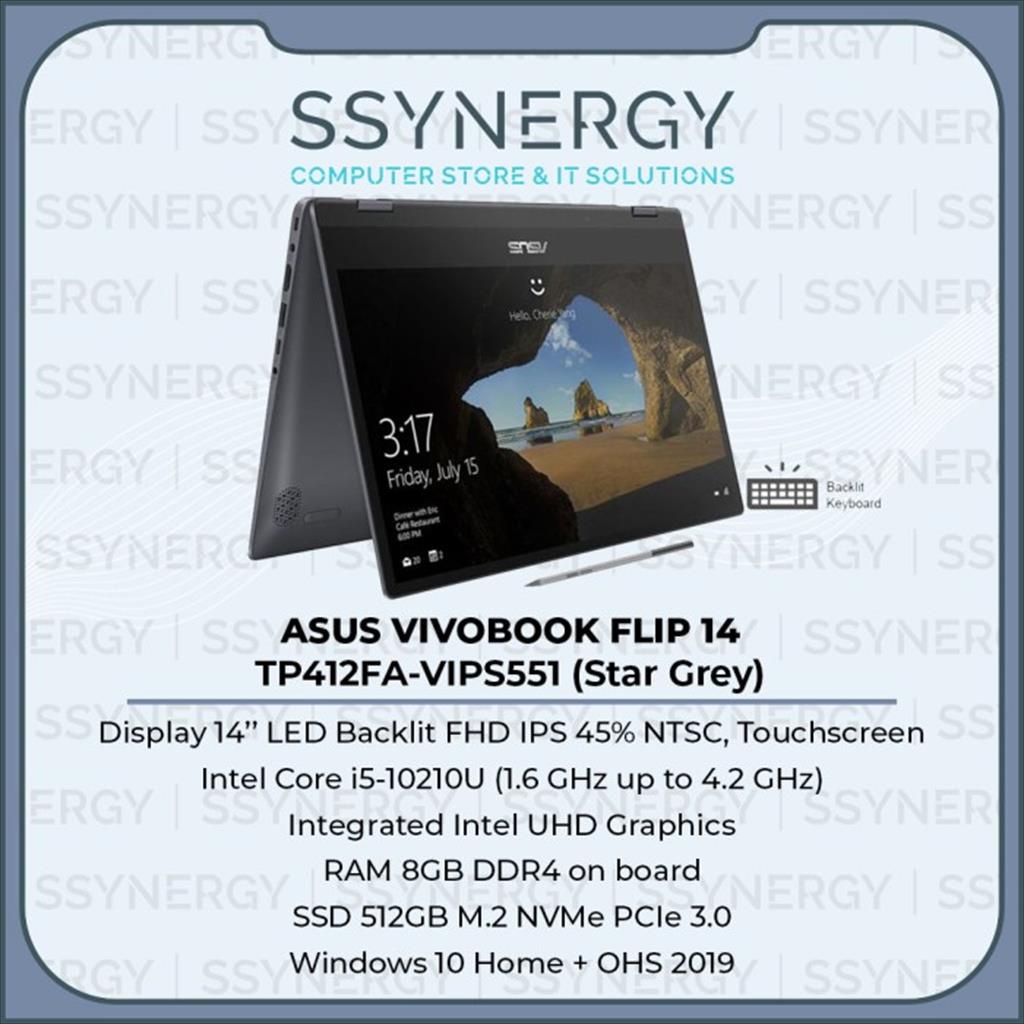 Laptop ASUS VivoBook Flip 14 TP412FA intel i5 10210U 8GB 512GB OHS W10