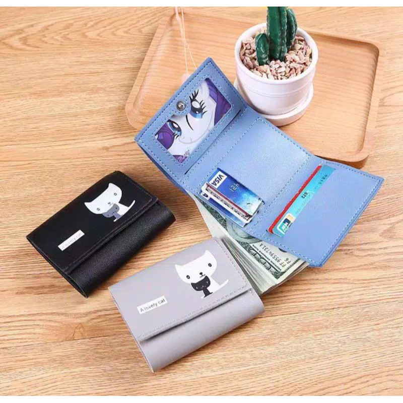 DOMPET LIPAT WANITA GAMBAR KUCING DOMPET WANITA
