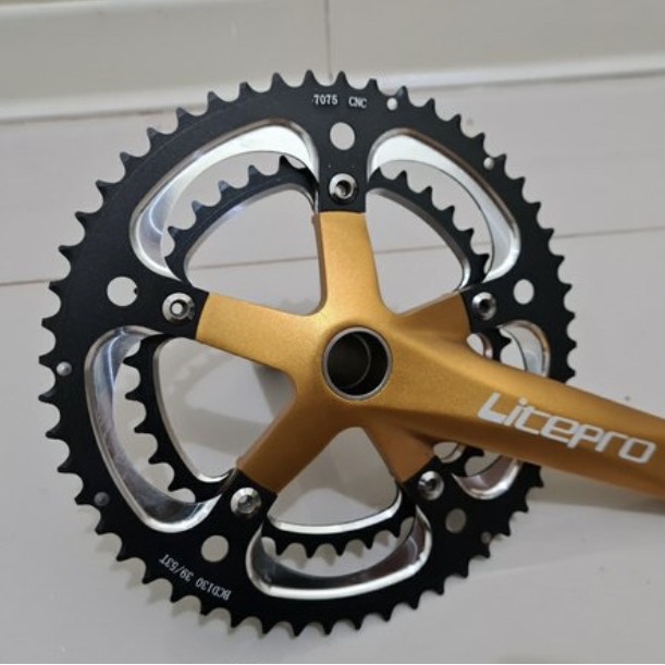 Crankset double Litepro 53T-39T gold edition HT2 Hallowtech 11 alloy