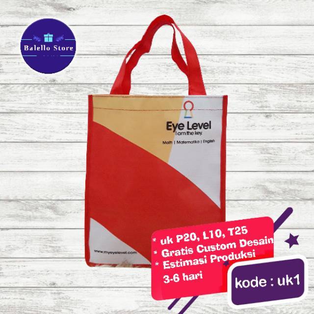 

Tas Promosi/Tas Wisuda/ Goodie Bag custom ukuran 20x10x25cm