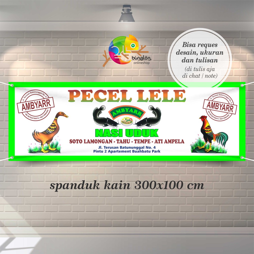 Spanduk Banner Pecel Lele, Nasi Uduk