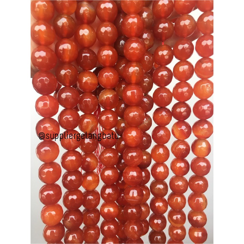 batu beads CUTTING 14mm orange carnelian faceted agate oren aksesoris model craft pria wanita trend