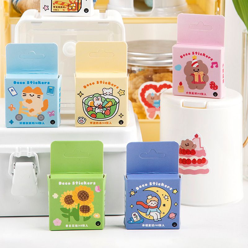 

BAYAHXX 46 pcs/bag Stiker Manis Kartun Lucu Diary Jurnal Alat Tulis Serpihan DIY Stiker Dekoratif